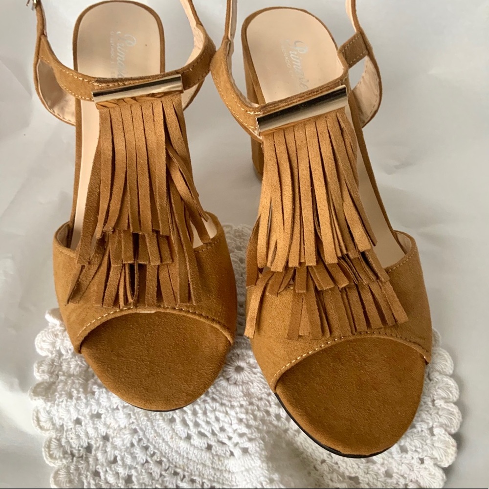 Primavera Sandal Heels Fringe Styling Size 8